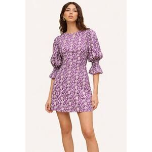 Maje Linen Dress XS Purple White Floral Mini Roniriqua Imprime FR 34 NWT